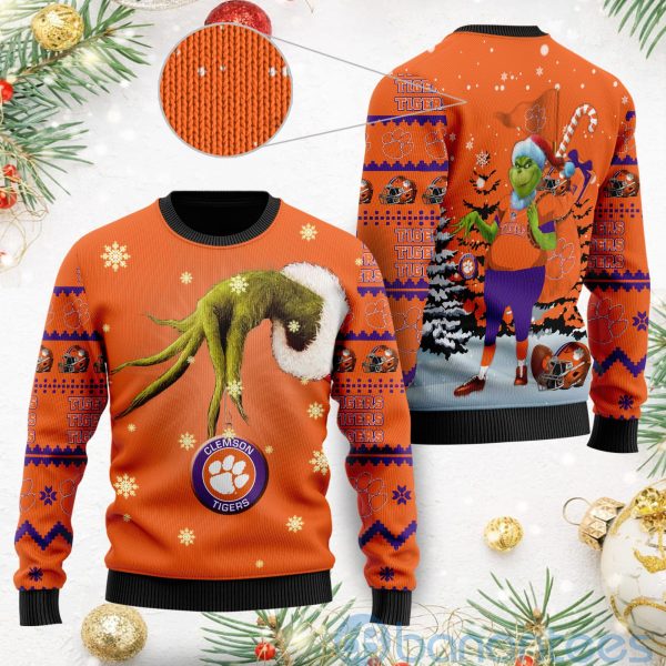 Clemson Tigers Team Grinch Ugly Christmas 3D Sweater Product Photo