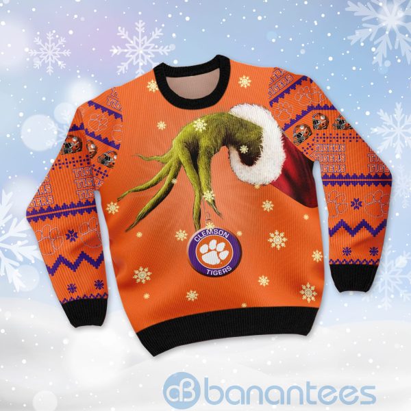 Clemson Tigers Team Grinch Ugly Christmas 3D Sweater Product Photo