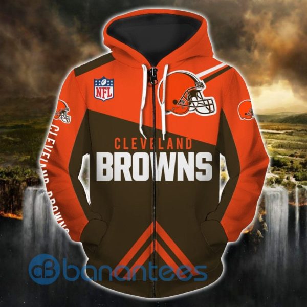 Cleveland Browns Black And Orange Full Printed 3D Hoodie Zip Hoodie Product Photo