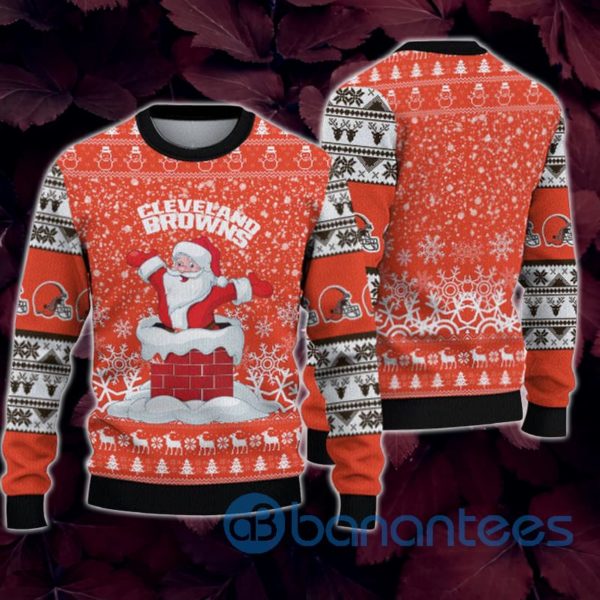 Cleveland Browns Christmas Funny Santa Claus All Over Printed 3D Sweatshirt Product Photo