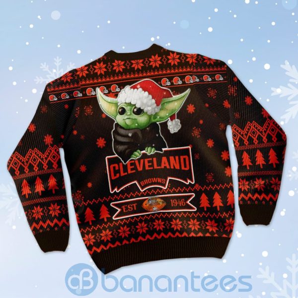 Cleveland Browns Cute Baby Yoda Grogu Ugly Christmas 3D Sweater Product Photo