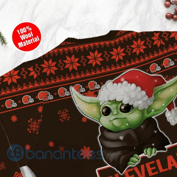 Cleveland Browns Cute Baby Yoda Grogu Ugly Christmas 3D Sweater Product Photo