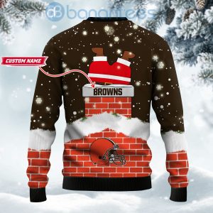 Cleveland Browns Football Team Logo Symbol Santa Claus Custom Name Christmas 3D Sweater Product Photo