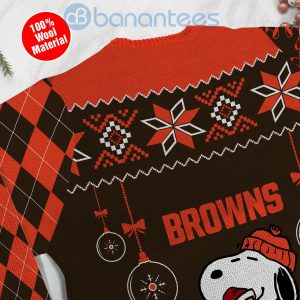 Cleveland Browns Funny Charlie Brown Peanuts Snoopy Christmas Tree Ugly Christmas 3D Sweater Product Photo