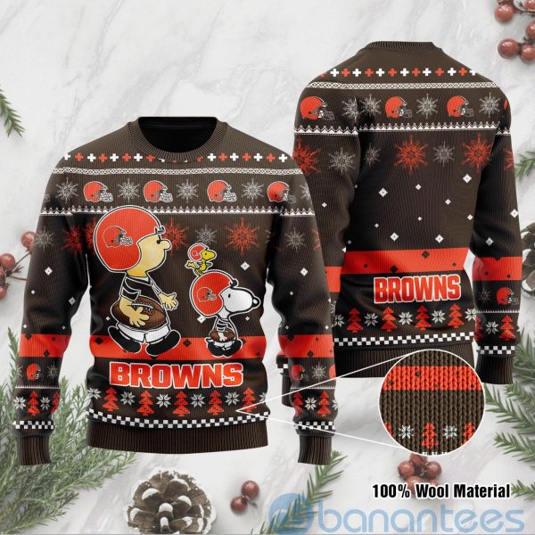 Cleveland Browns Funny Charlie Brown Peanuts Snoopy Ugly Christmas 3D Sweater Product Photo