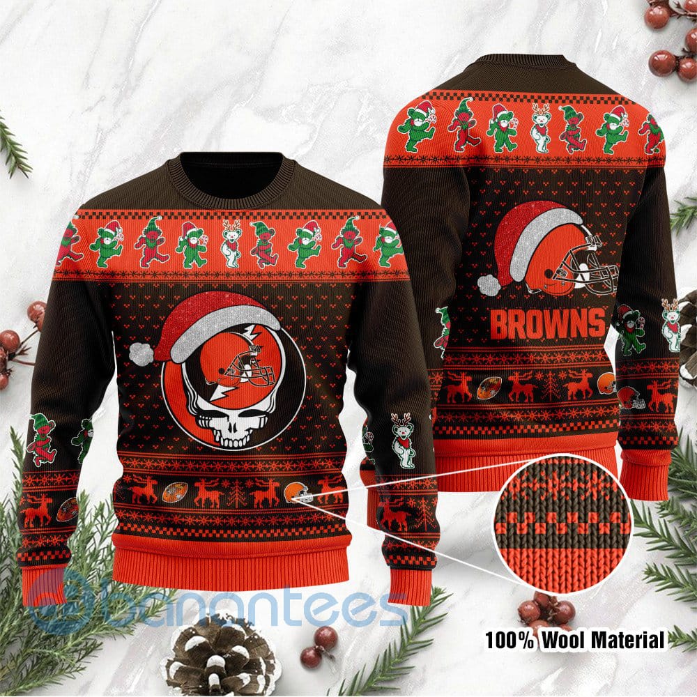 cleveland-browns-grateful-dead-skull-and-bears-custom-name-uglu-christmas-3d-sweater-1-12DR6.jpg Cleveland Browns Grateful Dead SKull And Bears Custom Name Ugly Christmas 3D Sweater Product Photo