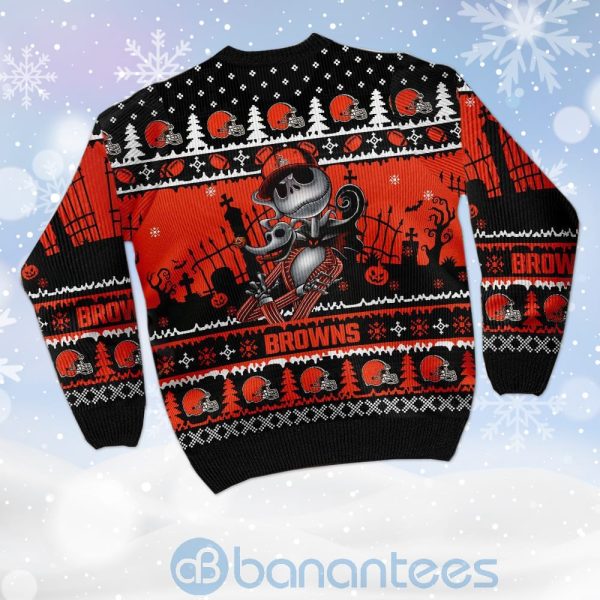 Cleveland Browns Jack Skellington Halloween Ugly Christmas 3D Sweater Product Photo