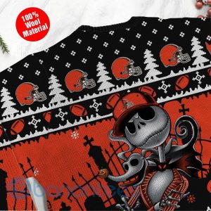Cleveland Browns Jack Skellington Halloween Ugly Christmas 3D Sweater Product Photo