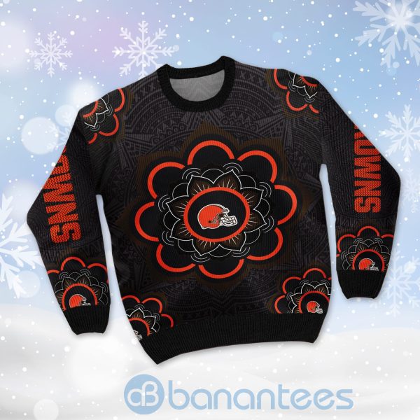 Cleveland Browns Mandala Logo Ugly Christmas 3D Sweater Product Photo
