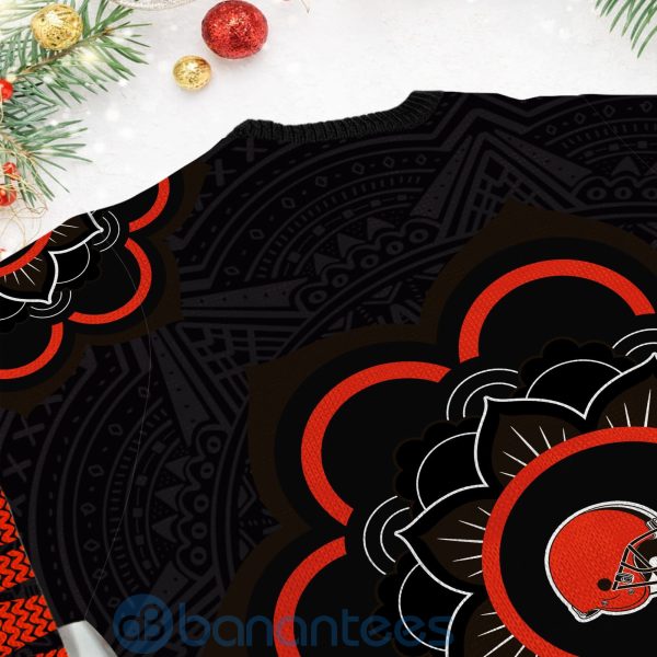 Cleveland Browns Mandala Logo Ugly Christmas 3D Sweater Product Photo