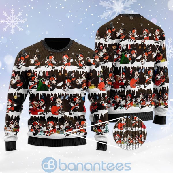 Cleveland Browns Mickey American Football Ugly Christmas 3D Sweater Product Photo