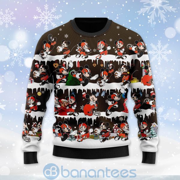 Cleveland Browns Mickey American Football Ugly Christmas 3D Sweater Product Photo