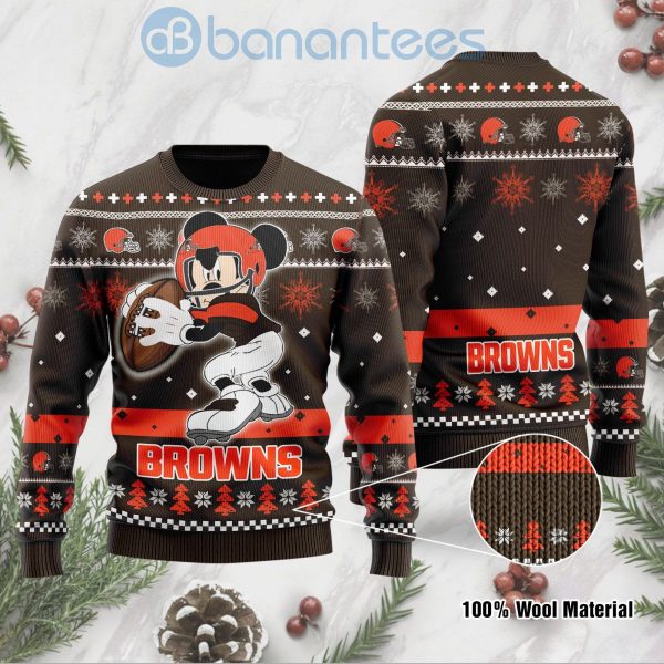 Cleveland Browns Mickey Mouse Funny Ugly Christmas 3D Sweater Product Photo