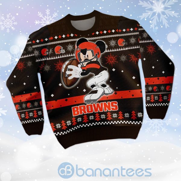 Cleveland Browns Mickey Mouse Funny Ugly Christmas 3D Sweater Product Photo