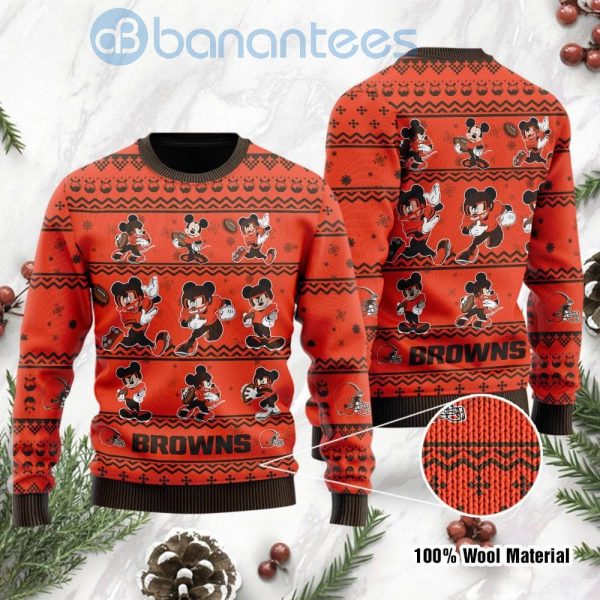 Cleveland Browns Mickey Mouse Ugly Christmas 3D Sweater Product Photo