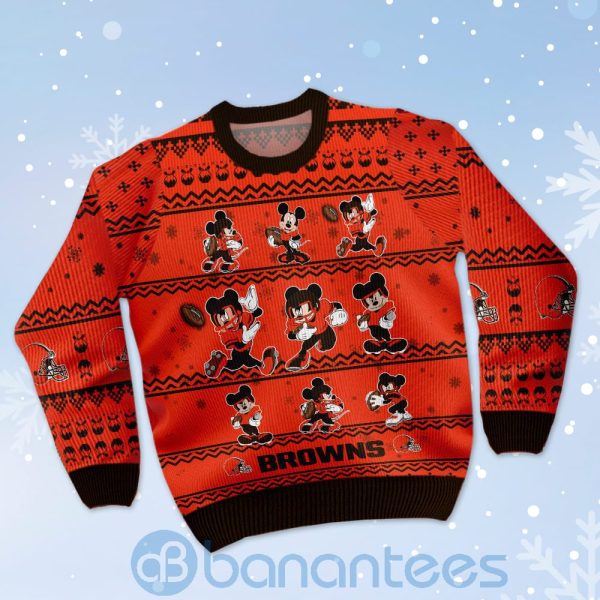 Cleveland Browns Mickey Mouse Ugly Christmas 3D Sweater Product Photo
