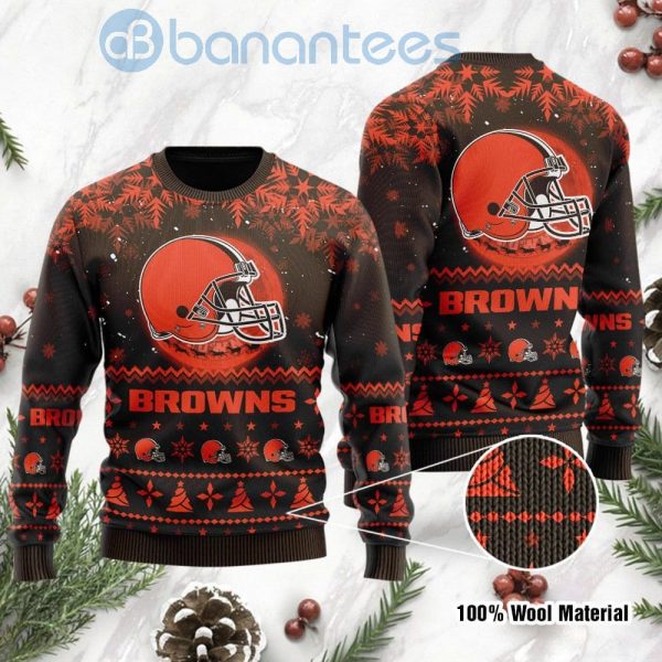 Cleveland Browns Santa Claus In The Moon Ugly Christmas 3D Sweater Product Photo