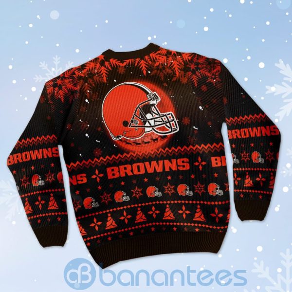 Cleveland Browns Santa Claus In The Moon Ugly Christmas 3D Sweater Product Photo