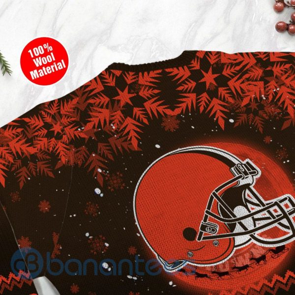 Cleveland Browns Santa Claus In The Moon Ugly Christmas 3D Sweater Product Photo