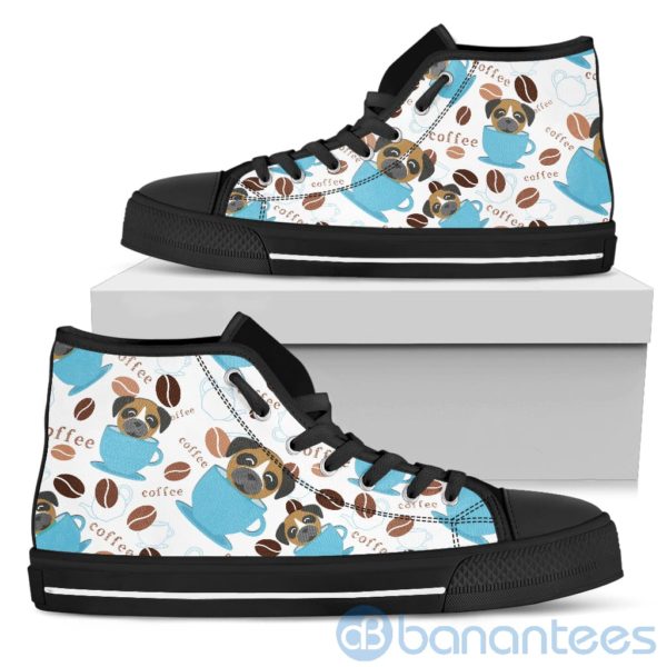 Coffee And Dog Lover Boxer Fabric Pattern High Top Shoes Product Photo
