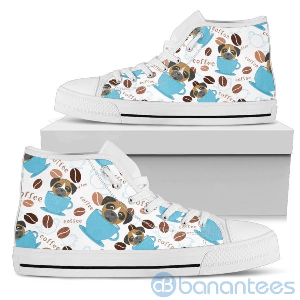 Coffee And Dog Lover Boxer Fabric Pattern High Top Shoes Product Photo