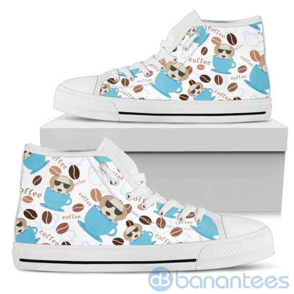 Coffee And Dog Lover Labrador Fabric Pattern High Top Shoes Product Photo