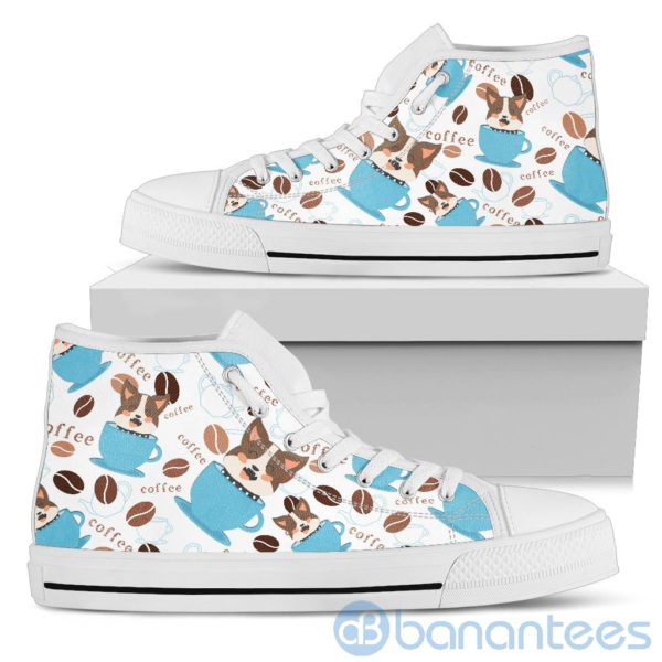 Coffee And Dog Lover Pitbull Fabric Pattern High Top Shoes Product Photo