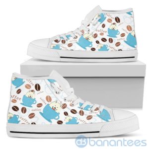Coffee And Dog Lover Samoyed Fabric Pattern High Top Shoes Product Photo