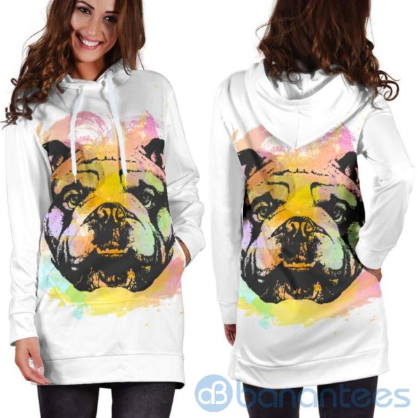 Colorful Bulldog Hoodie Dress For Women Product Photo