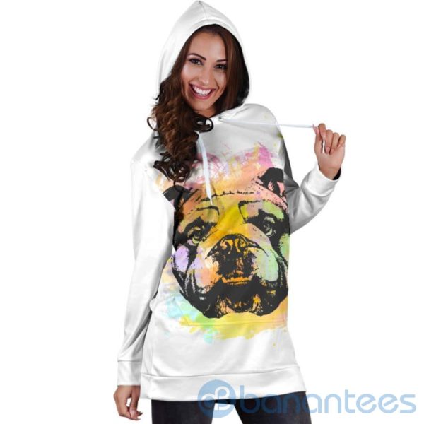 Colorful Bulldog Hoodie Dress For Women Product Photo