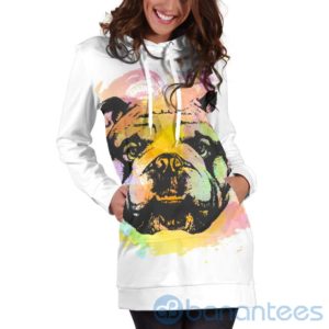 Colorful Bulldog Hoodie Dress For Women Product Photo