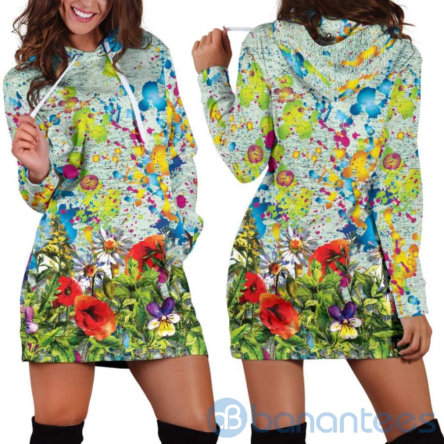 colorful-flower-hoodie-dress-for-women-1-996Kq.jpg Colorful Flower Hoodie Dress For Women Product Photo
