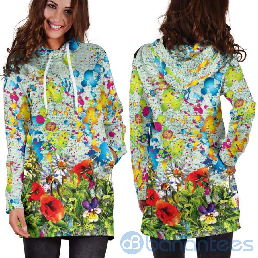 colorful-flower-hoodie-dress-for-women-2-UV05g.jpg Colorful Flower Hoodie Dress For Women Product Photo