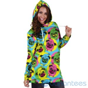 Colorful Pugs Pattern Hoodie Dress For Women Product Photo
