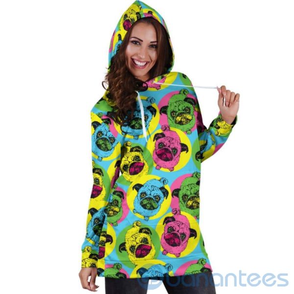 Colorful Pugs Pattern Hoodie Dress For Women Product Photo