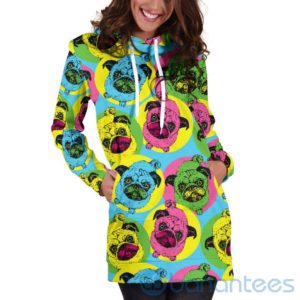 Colorful Pugs Pattern Hoodie Dress For Women Product Photo