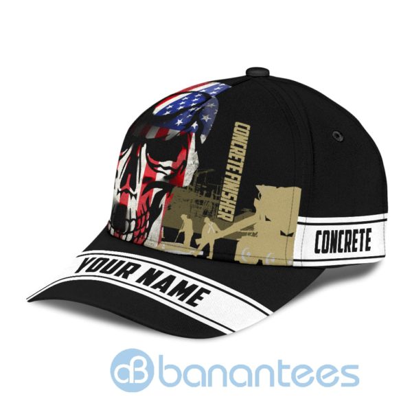 Concrete Finisher American Flag Skull Custom Name Cap Product Photo