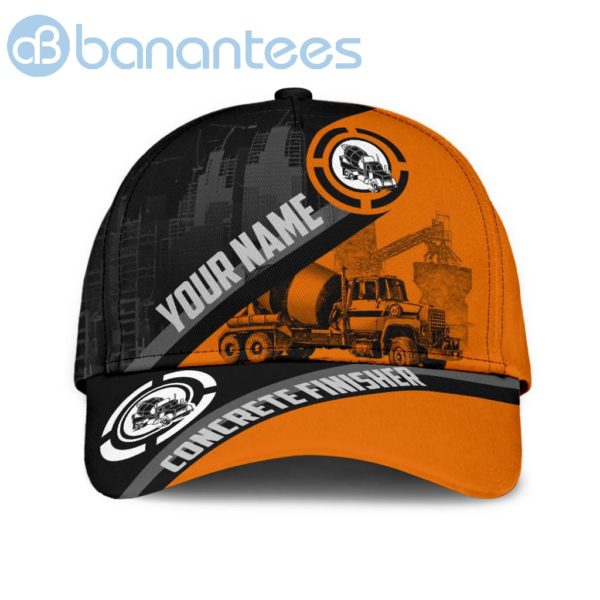 Concrete Finisher Orange Mixer Custom Name Cap Product Photo