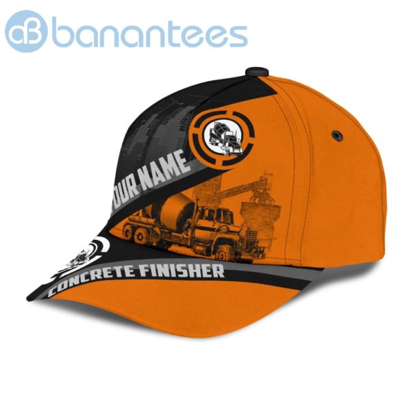 Concrete Finisher Orange Mixer Custom Name Cap Product Photo