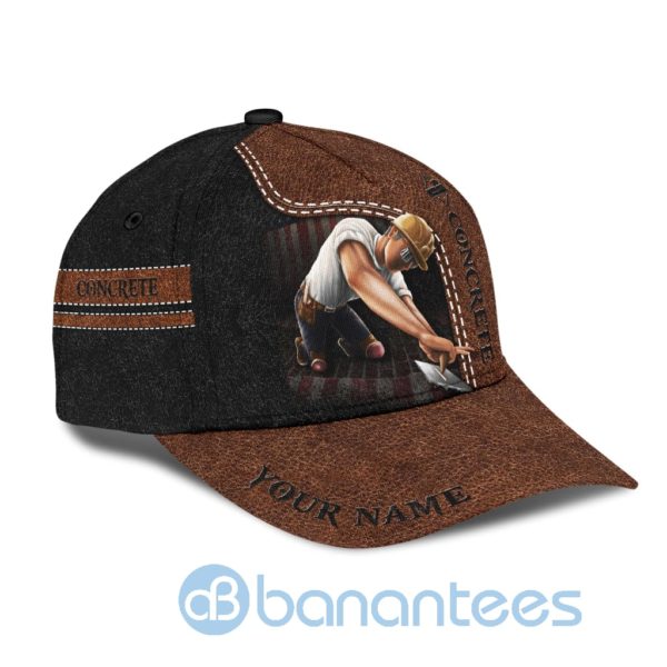Concrete Finisher Us Leather Cover Custom Name Cap Product Photo