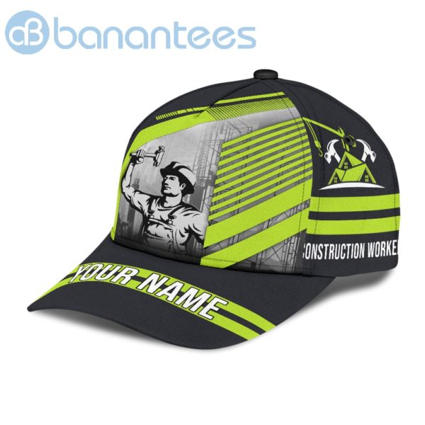 Construction Worker Green Line Custom Name Cap Product Photo