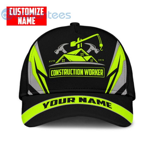Construction Worker Green Site Custom Name Printed 3D Cap Product Photo