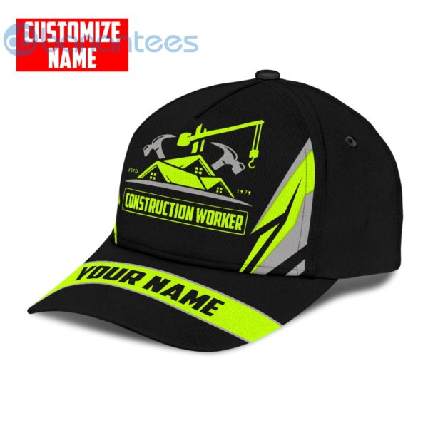 Construction Worker Green Site Custom Name Printed 3D Cap Product Photo