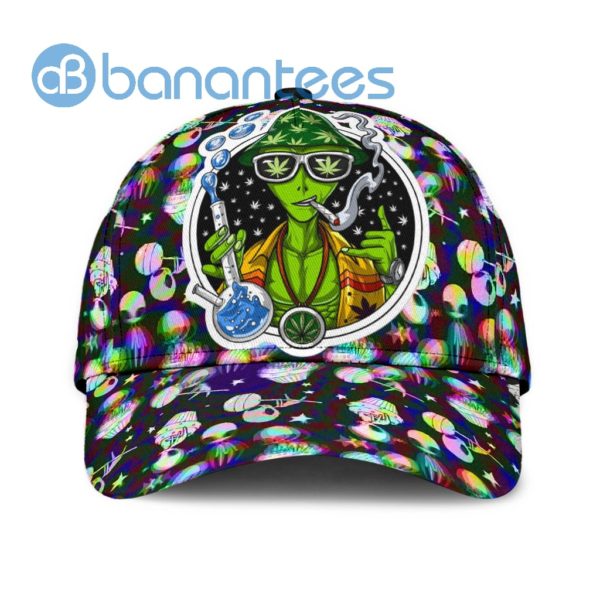 Custom Name Alien Smoking Weed Leaf Full Printed 3D Cap Product Photo