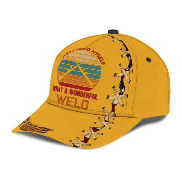 Custom Name And I Think To Myself What A Wonderful Weld Yellow 3D Cap Product Photo
