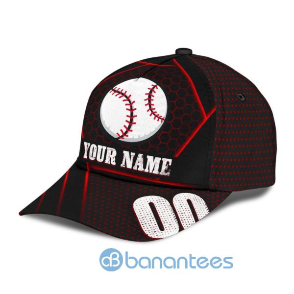 Custom Name And Number Baseball Black All Over Printed 3D Cap Product Photo