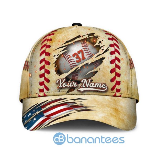 Custom Name And Number Baseball Tearing All Over Printed 3D Cap Product Photo