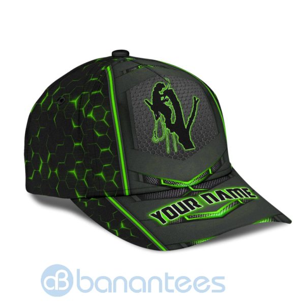 Custom Name Arborist Black And Green Neon Pattern 3D Cap Product Photo