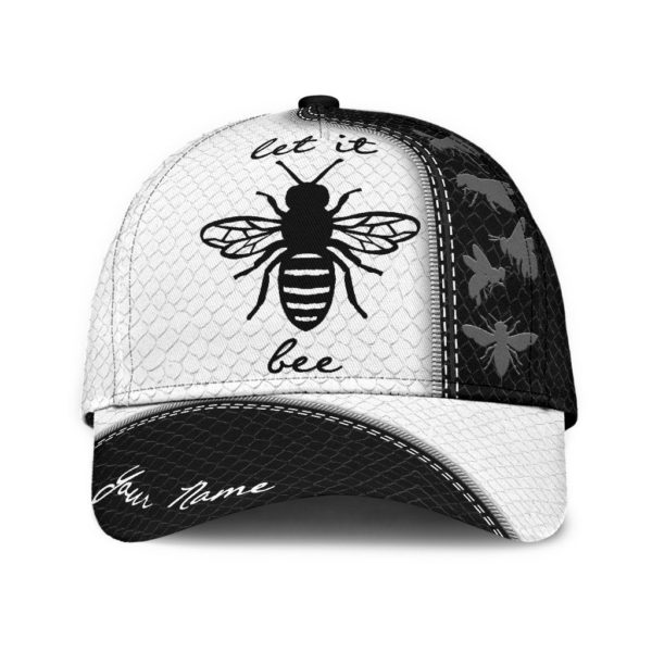 Custom Name Bee Keeper Black And White All Over Printed 3D Cap Product Photo