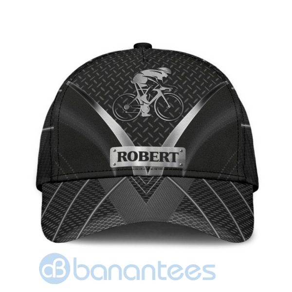 Custom Name Bike Black And Metalic All Over Printed 3D Cap Product Photo